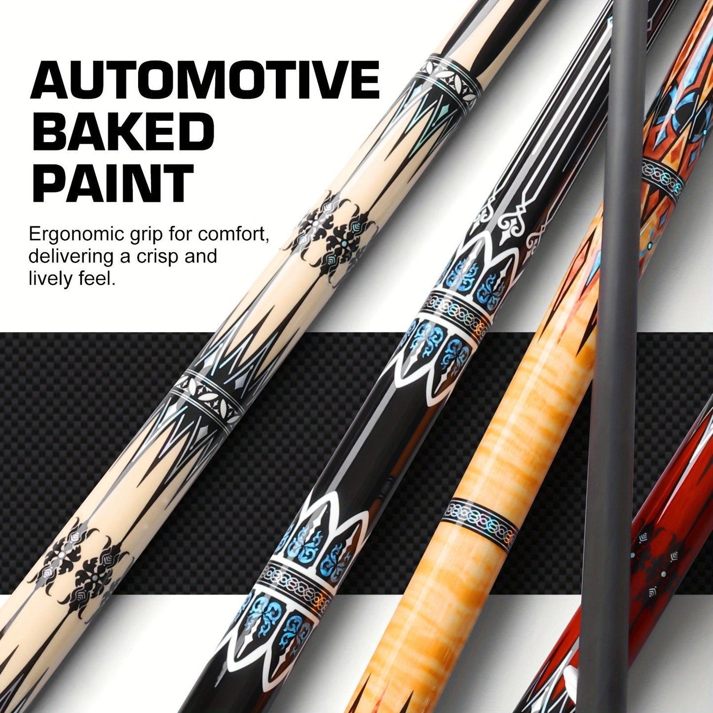 Carbon Fiber Pool Cue Stick Low Deflection Billiard Cue with 11.8mm 12.5mm Tip Pro-Taper Shaft Canadian Maple Butt Extension Compatible Professional Pool Cues for Competitive Play and Tournament Use