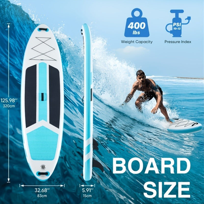 Inflatable Paddle Board 10.5ft – Wide Stable Non-Slip Deck SUP Board with Premium Accessories for Yoga Fishing Boating Traveling Surfing Adults