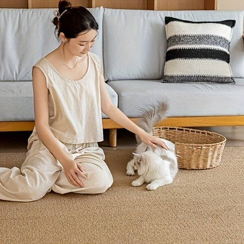 Cat Scratching Mat Natural Seagrass Pet Bed Pad Dog Crate Mat Feeding Mat Pineapple Weave 23x35 Inch Durable Washable Indoor Cat Rug Lounge