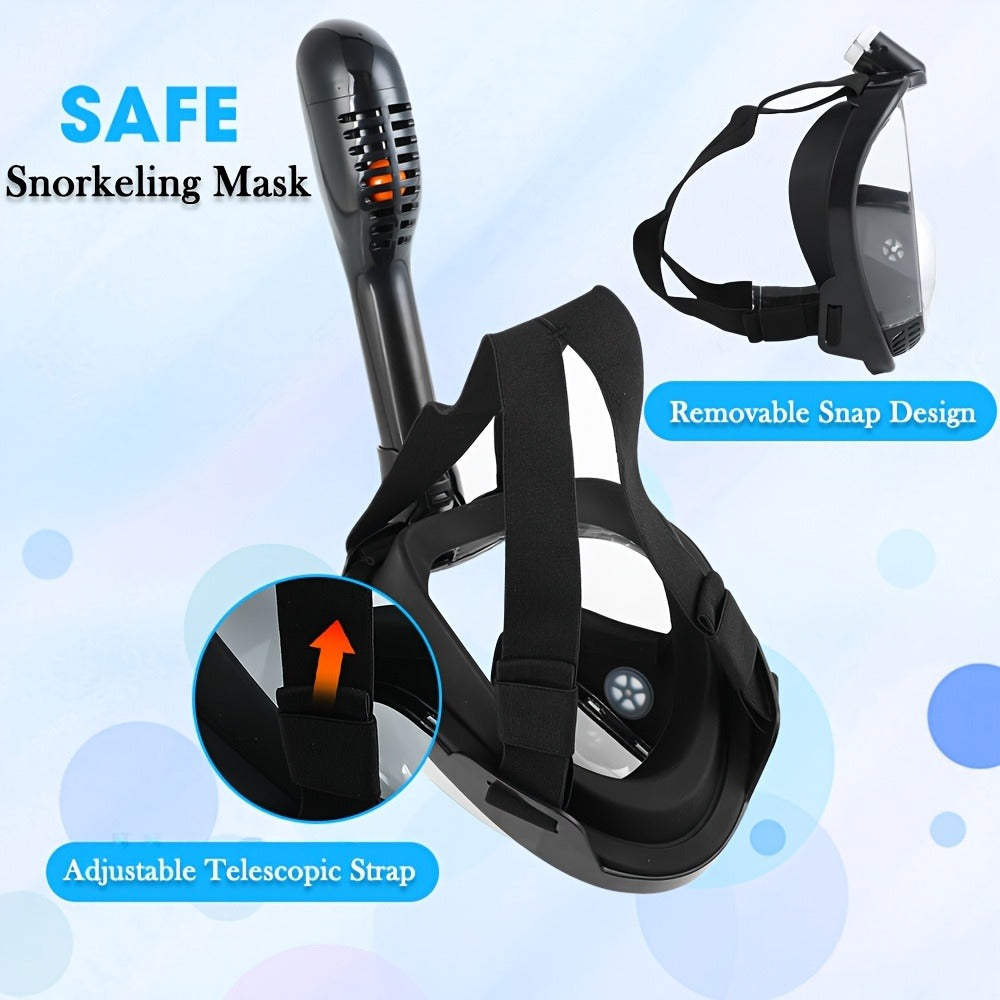 180° Full Face Snorkel Mask with Camera Mount Dry Top System – Foldable Panoramic Snorkeling Mask Leak-Proof Fog-Proof Safe Breathing for Adults Men Women Diving Swimming