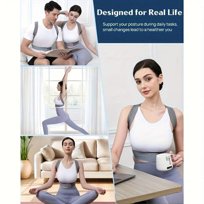 Posture Corrector for Men & Women - Adjustable Back Brace Shoulder Support Hunchback Corrector for Improved Posture, Comfort Fit Unisex Design, Sizes S M L XL - Back Pain Relief Office & Daily Wear