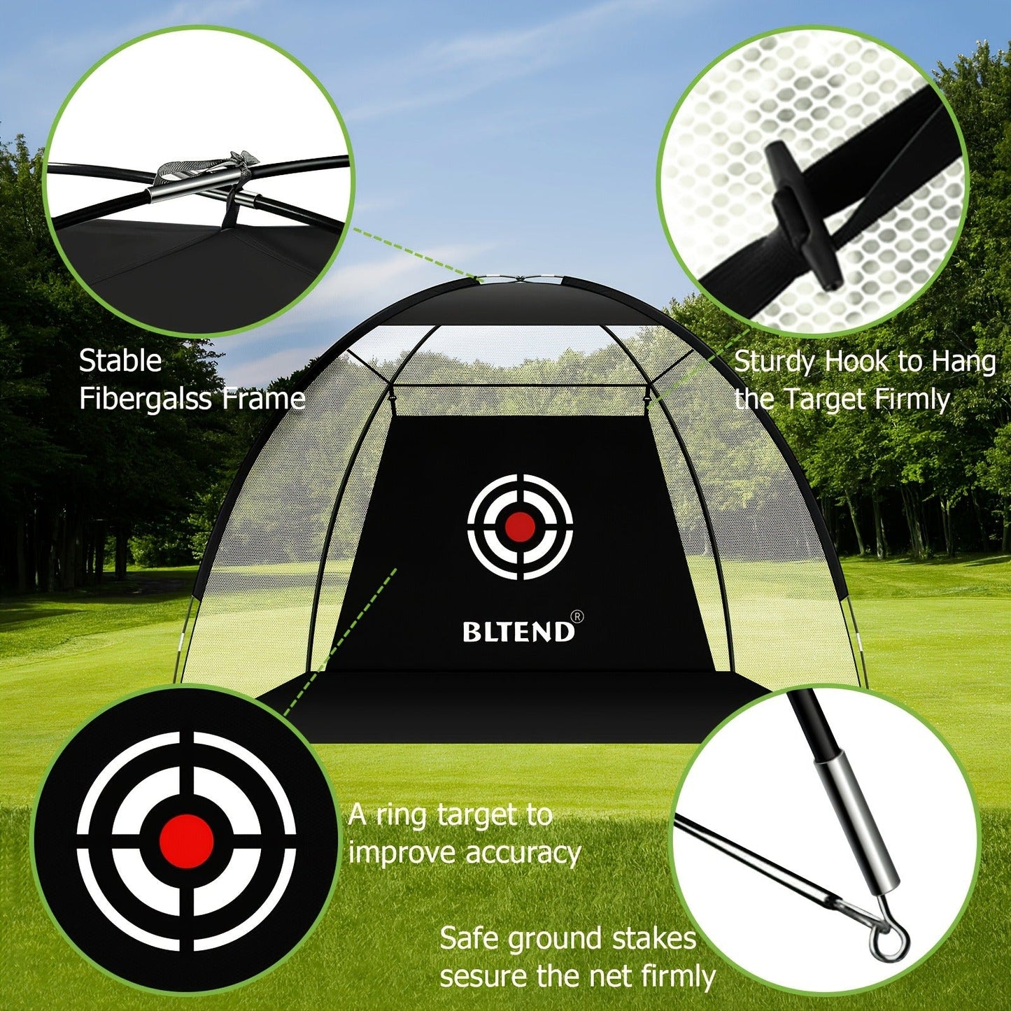 Golf Practice Net with Mat Set 10x7ft – Heavy Duty Backyard Driving Hitting Net with Turf Mat Golf Balls Rubber Tees & Carry Bag for Indoor Outdoor Training – Golf Gift for Men Women