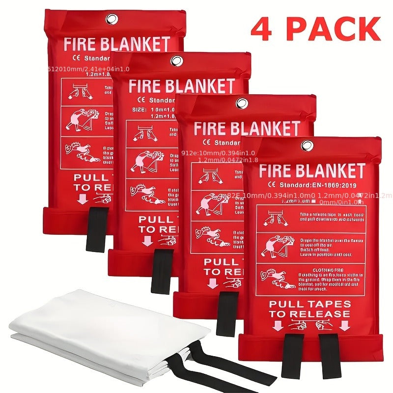 Fiberglass Fire Blanket for Home Kitchen Camping – Emergency Fireproof Blanket, Flame Retardant Heat Resistant, 39x39 Inch – 1/2/4/8/12 Pack