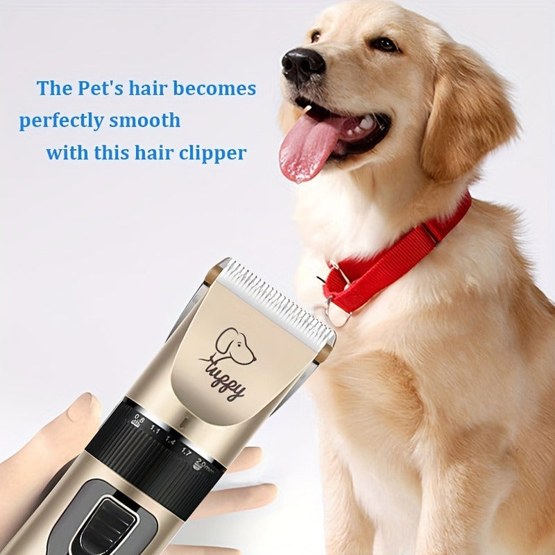 Pet Hair Trimmer Kit 2-in-1 with LED Nail Clipper – 12-in-1 Cordless Quiet Electric Clippers for Dogs & Cats, USB Rechargeable, 5 Guide Combs, Ergonomic Non-Slip Handle, Home & Salon Use