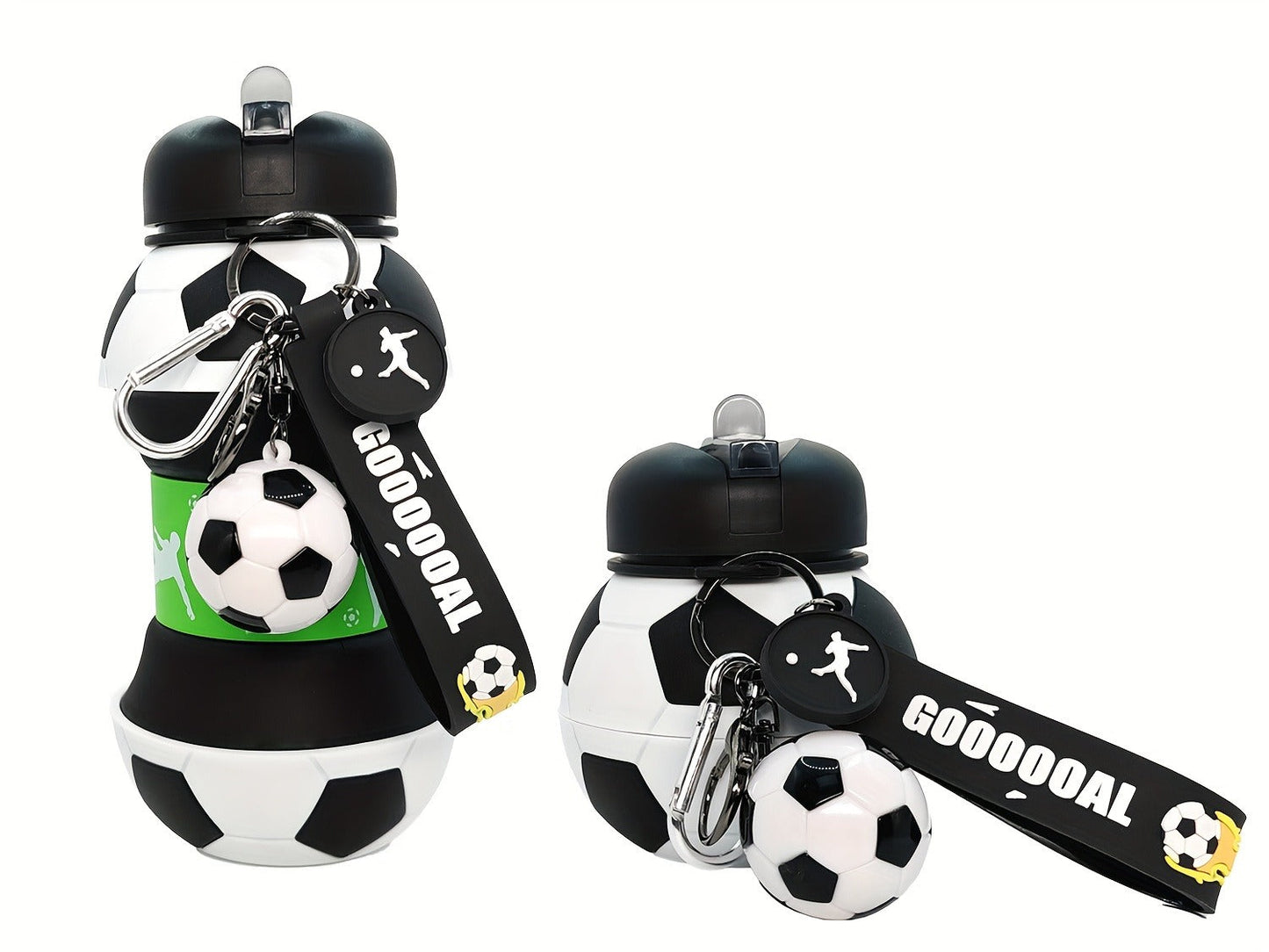 Football Shaped Silicone Water Bottle 550ml Black – Leak-Proof Portable Sports Bottle with Lid, 18.6oz Novelty Squeeze Bottle for Gym, Outdoor, Camping & Sports Fans