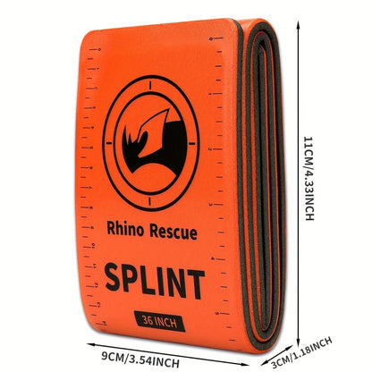 Foldable Emergency Splint 36 x 4.3 Inch - Reusable Aluminum Alloy Closed-Cell Foam Splint for Trauma, Outdoor First Aid, Lightweight Portable Fracture Immobilization Splint, 2 Pack (Orange & Gray)