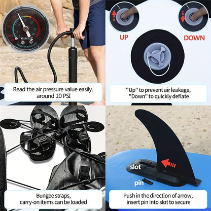 Inflatable Stand Up Paddle Board SUP Yoga Board 124'' x 31'' Wide Stance Non-Slip Deck with Paddle Pump Leash Carry Bag for Teens Adults Beginners