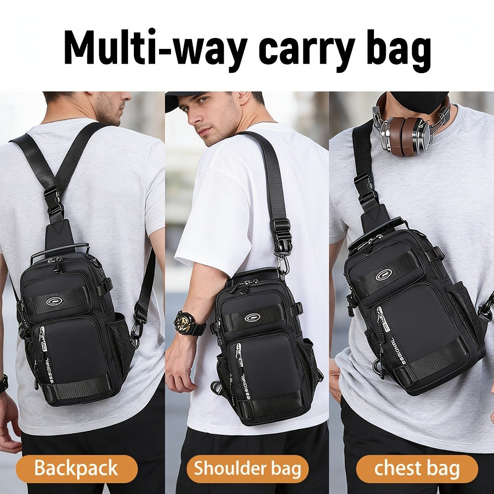 Crossbody Chest Bag Unisex Multipurpose Shoulder Sling Bag with Adjustable Strap Zipper Closure Versatile Carry Styles for Daily Use Travel Outdoor Black Grey