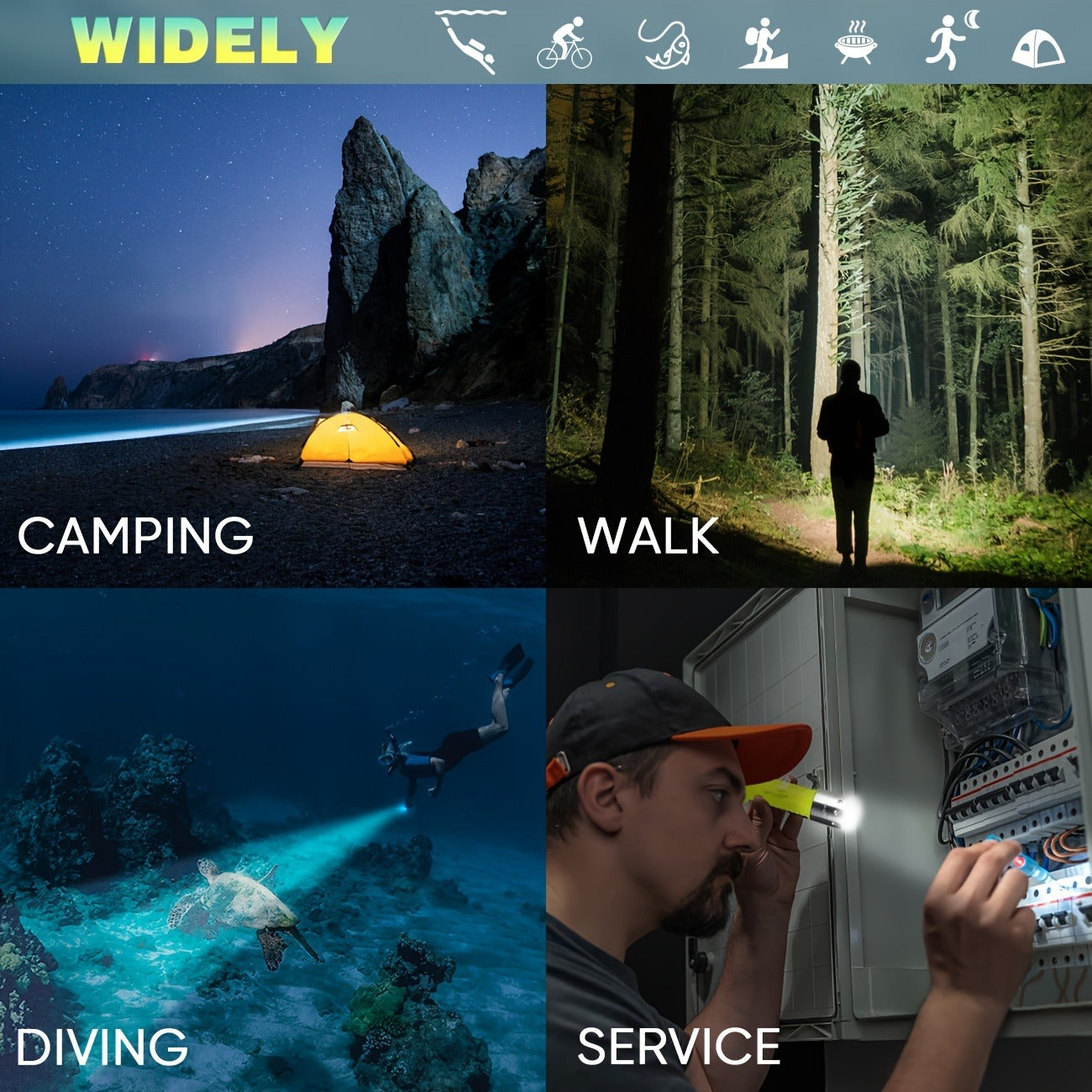 Scuba Diving Flashlight 2-Pack – Waterproof 80ft T6 LED 500 Lumens, Rechargeable 18650 USB, 3 Modes Rotary Switch Dive Light for Snorkeling, Caving & Outdoor Activities (Batteries & Chargers Included)