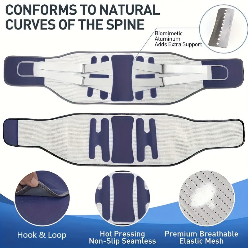 Lumbar Support Belt for Men & Women – Adjustable Lower Back Brace with Aluminum Alloy Reinforcement, Breathable Hook-and-Loop Waist Support for Gym, Office, Warehouse & Heavy Labor (M–XXXL)