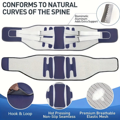 Lumbar Support Belt for Men & Women – Adjustable Lower Back Brace with Aluminum Alloy Reinforcement, Breathable Hook-and-Loop Waist Support for Gym, Office, Warehouse & Heavy Labor (M–XXXL)
