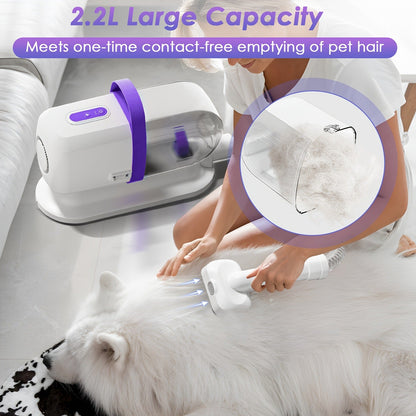 Pet Grooming Vacuum Kit 8-in-1 with 12000Pa Suction – Dog & Cat Hair Vacuum for Shedding, 6 Grooming Tools, 74oz Dust Cup, Low Noise, 3 Suction Levels, No Battery Required