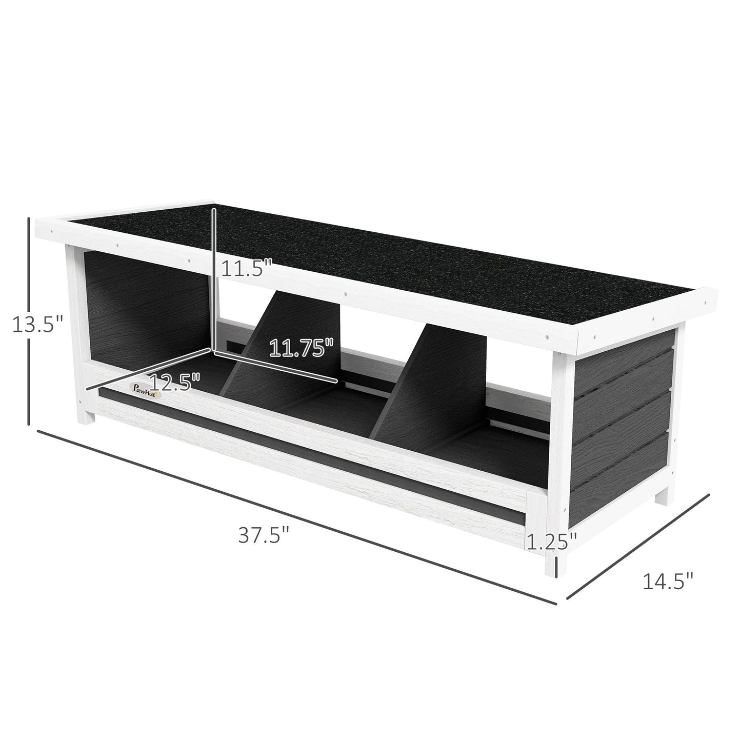 Chicken Nesting Box 3 Hole Wood Laying Box with Asphalt Roof for Hens, Indoor Outdoor Chicken Coop Nesting Boxes Fits Up to 3 Chickens, 37.5" L Weather-Resistant Fir Wood Hen House, Gray