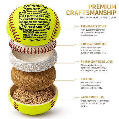 Personalized Softball Gift for Daughter – "To My Daughter" Inspirational Message Ball, International Standard Fastpitch Softball for Birthday, Graduation, Christmas & Special Occasions
