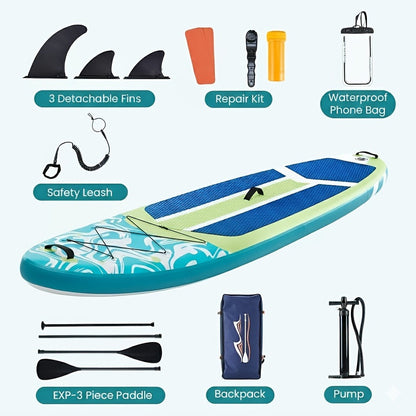 Inflatable Paddle Board SUP – Non-Slip EVA Deck, Complete Accessories Kit, Stable & Lightweight for Adults All Skill Levels