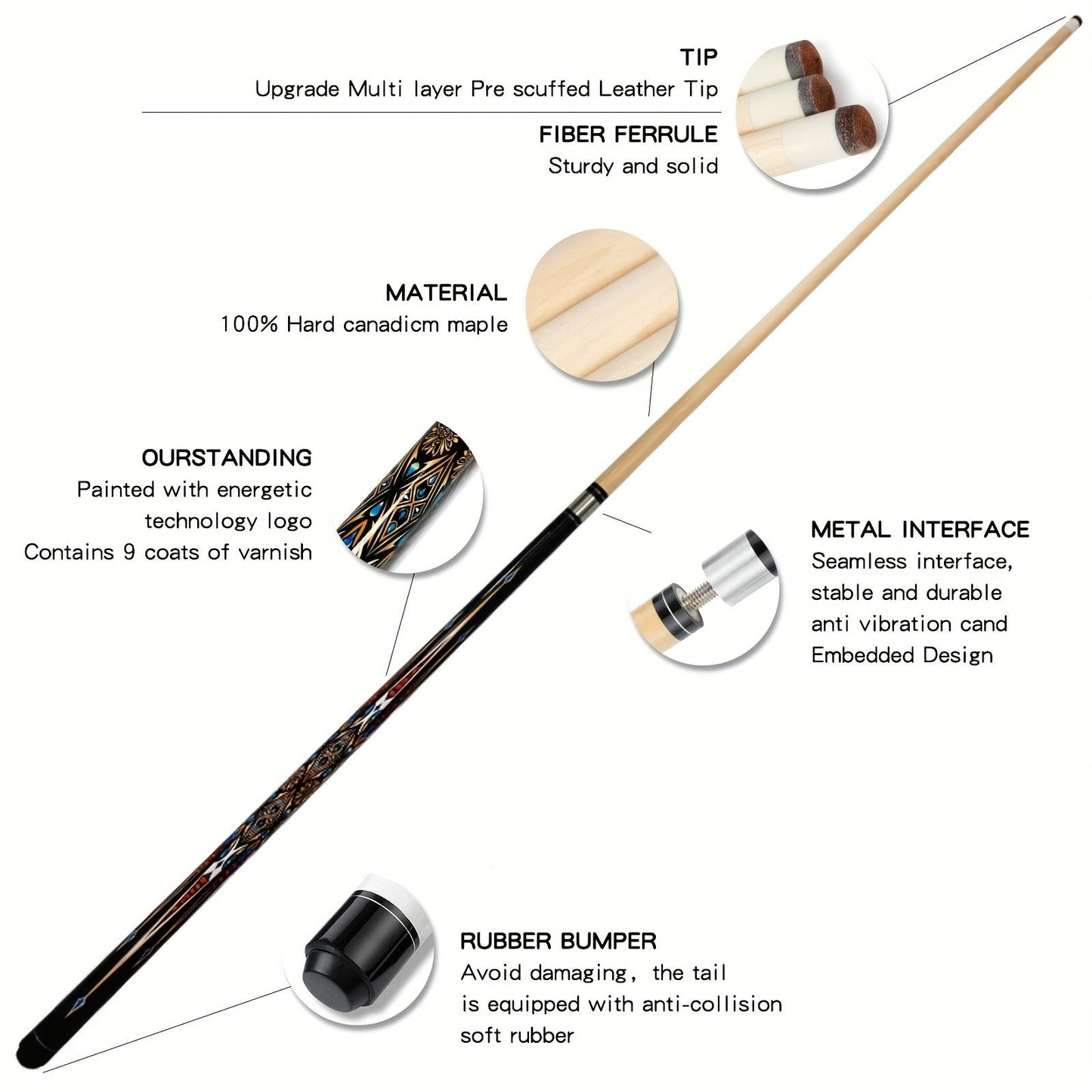 Premium Maple Pool Cue Stick 13mm – Unisex Professional Billiard Cue for Training & Play, 3 Color Options + 3-in-1 Cue Tool & Training Balls Available – Great Christmas & Holiday Gift