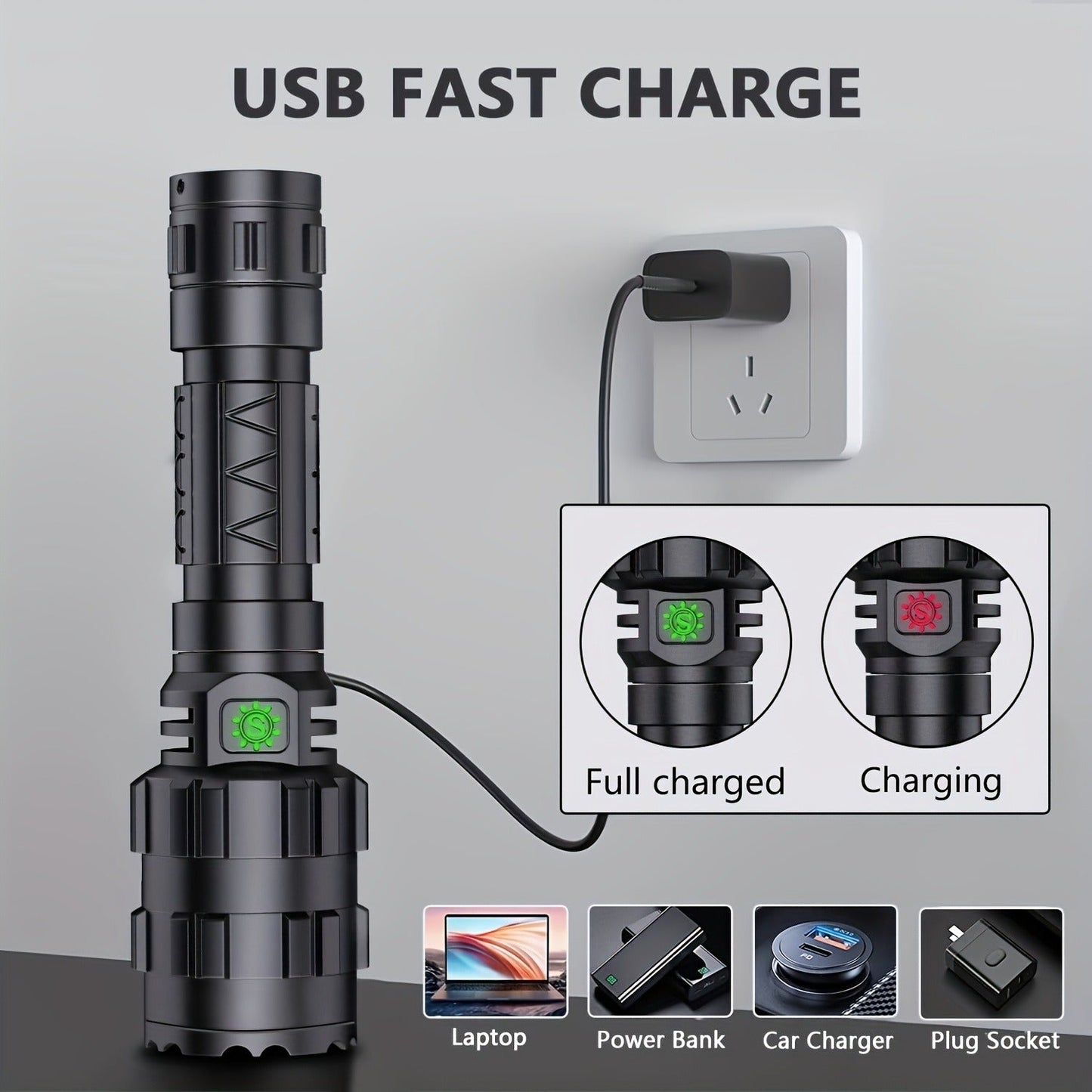 Picatinny Rail Flashlight 2 Pack - High Lumen Tactical Torch, 5 Modes, USB Rechargeable, 20mm Rail Mount, Wrist Strap & Remote Switch Included for Hunting, Shooting & Outdoor Use