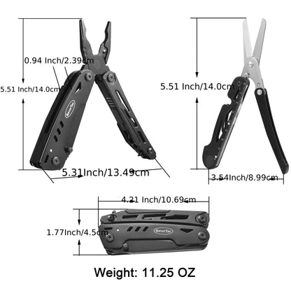 18-in-1 Stainless Steel Multitool Pocket Knife – Pliers, Scissors, Saw, Corkscrew & 9 Screwdrivers with Safety Lock & Nylon Sheath – EDC Multi-Tool for Camping, Hiking & Survival