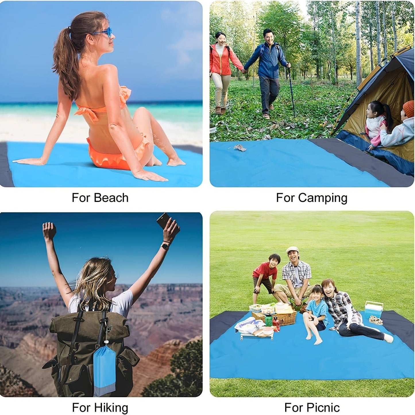 Sandproof Beach Blanket Oversized 55"x78" – Lightweight Waterproof Large Mat for Adults, Travel Camping Hiking Picnic Outdoor Beach Towel
