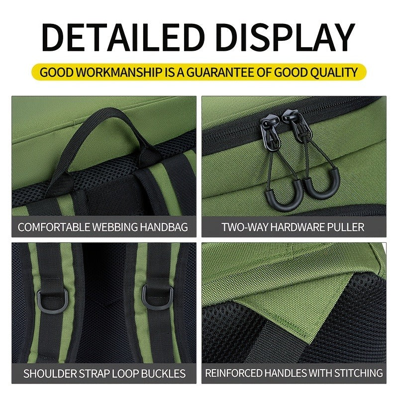 Fishing Backpack with Rod Holder 45L – Large Capacity Outdoor Tackle Bag, Waterproof Travel Shoulder Pack for Fishing Camping Hiking, Multi-Pocket Lure Storage Rucksack with Zipper Closure