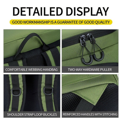 Fishing Backpack with Rod Holder 45L – Large Capacity Outdoor Tackle Bag, Waterproof Travel Shoulder Pack for Fishing Camping Hiking, Multi-Pocket Lure Storage Rucksack with Zipper Closure