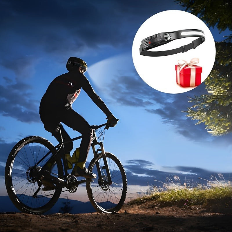 Motion Sensor COB Headlamp 3 Pack + 6 Hooks, 230° Wide Beam Rechargeable LED Head Lamp, 5 Modes COB & LED Headlamps for Adults, Hard Hat Headlight, Headband Flashlight for Camping, Work & Hiking