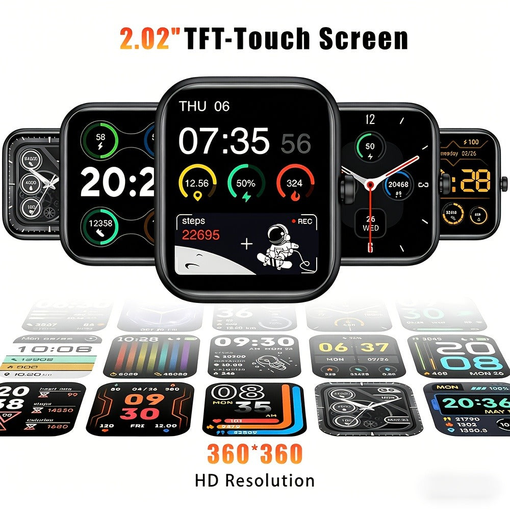 Smart Watch for Men with Call Function, IP68 Waterproof Outdoor Smartwatch 2.02" LED Flashlight, 400mAh Battery, Compass Pedometer Calorie Pressure Monitor Fitness Tracker for iPhone Android