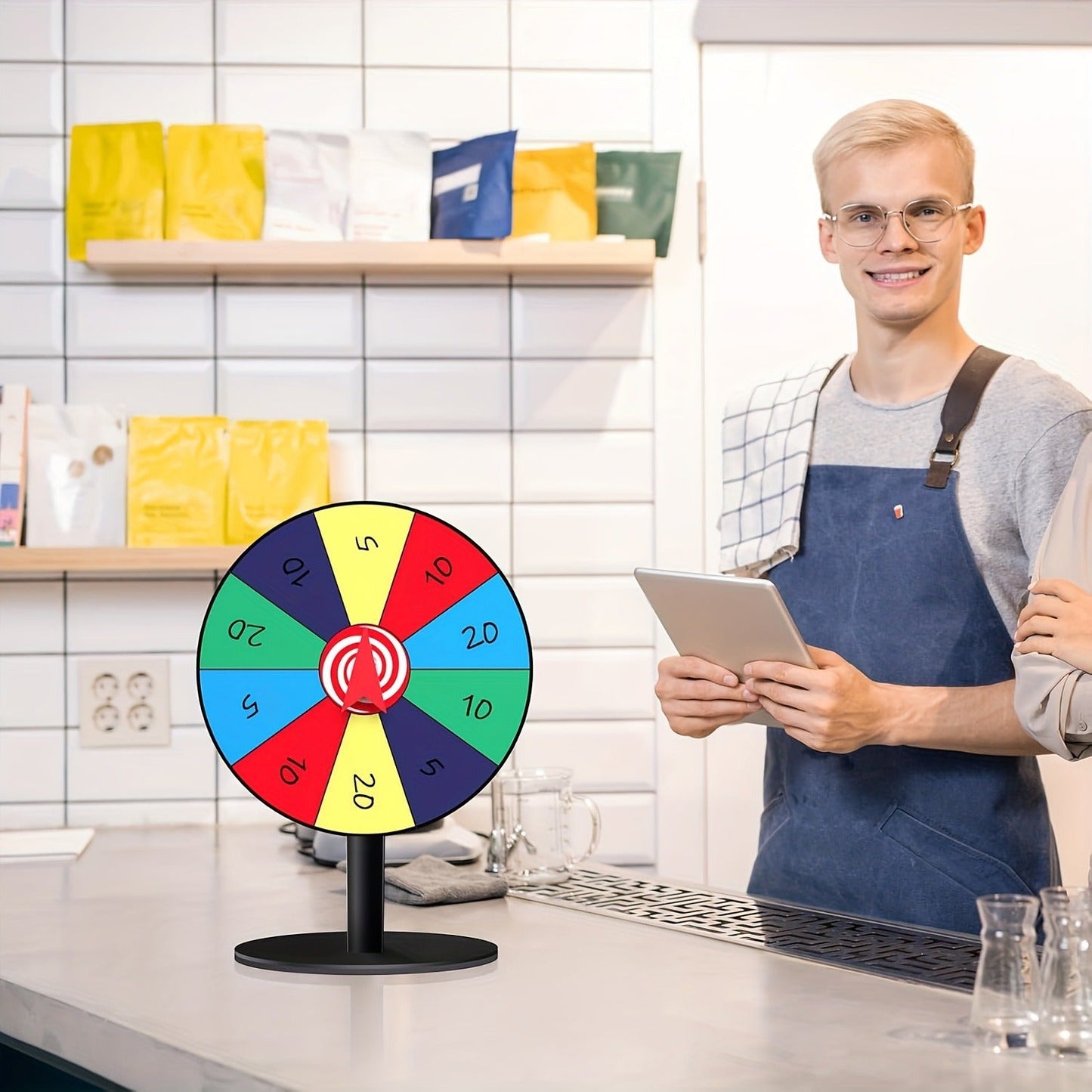 Tabletop Spinner Wheel 10 Slot - 8 Inch Heavy Duty Iron Base Prize Wheel for Carnival Games, Trade Show Spin Wheel, Party Supplies, Lucky Spin Game Wheel