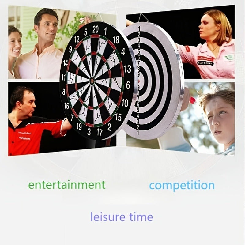 Double-Sided Flocking Dartboard Set 17 Inch | Solid Alloy Frame with 6 Practice Darts & 6 Luxury Darts | Thick Dart Target Board for Family Entertainment Casual Games Office Decompression