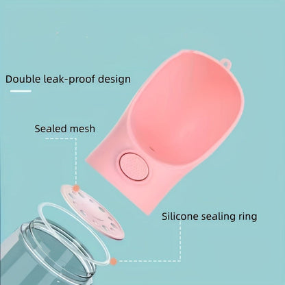 Portable Dog Water Bottle with Food Storage - Leakproof 2-in-1 Pet Travel Bottle for Hiking, Walking & Outdoor Activities, Water Only or Water + Grain Combo, Green / Pink / White