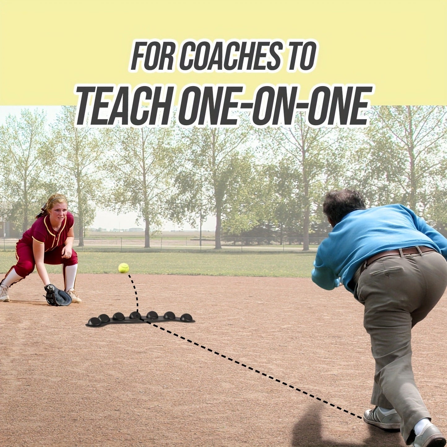 Baseball Fielding Trainer Mat with Ground Stake | Softball Defensive Skill Training Equipment for Fielding & Catching – Easy Setup for Youth & Adult Home Practice (Model JPBS2910B)