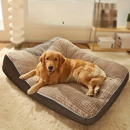 Thickened Dog Bed for Winter Warmth - Soft Polyester Fiber Fill, Collapse-Resistant, Machine Washable Cat & Dog Bed for Large Breeds, Includes Pet Scratching Tool, 4 Sizes