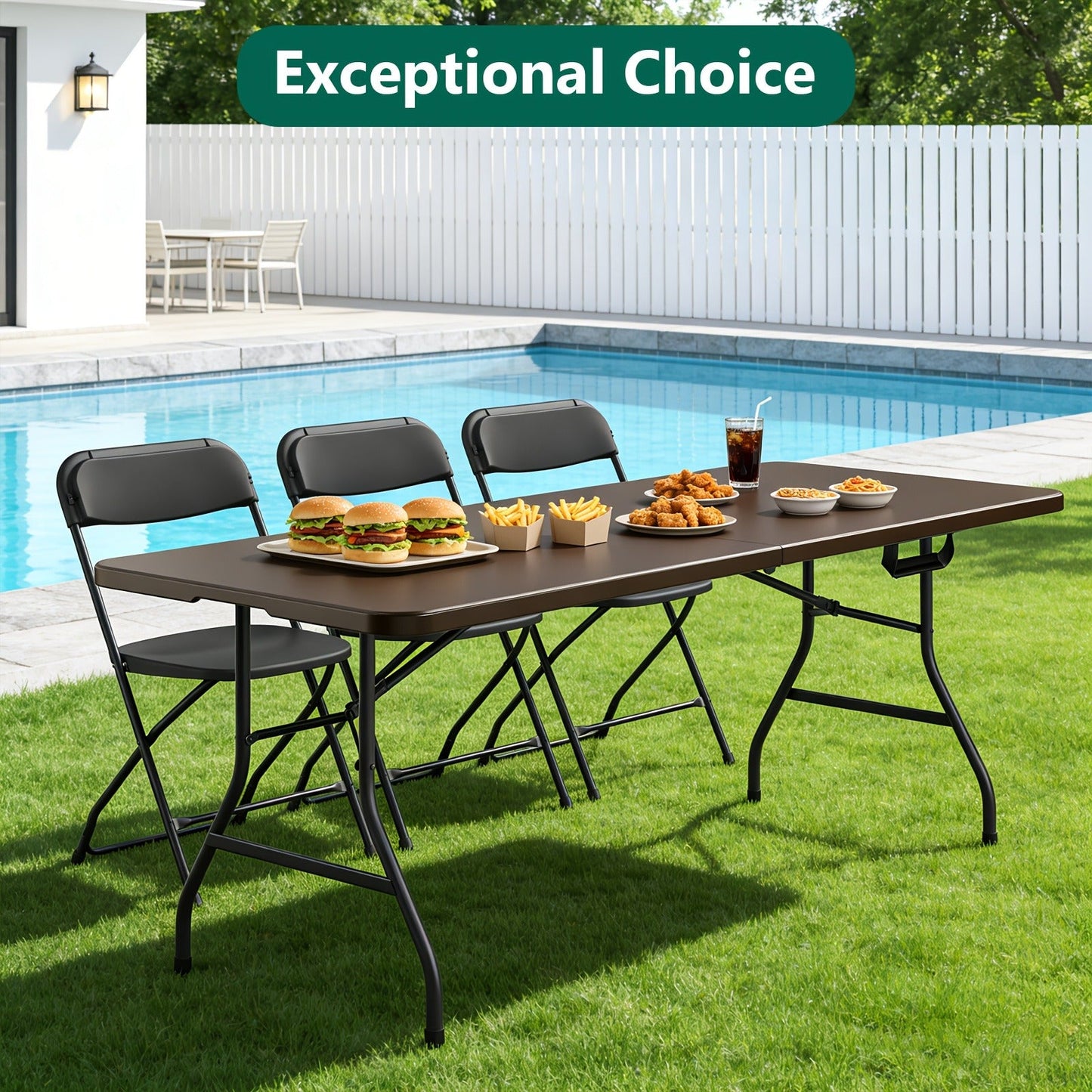 Foldable Outdoor Dining and Utility Table 4ft 6ft Multi-Purpose Folding Desk for Camping Backyard Weddings Living Room Card Games Study Home Office