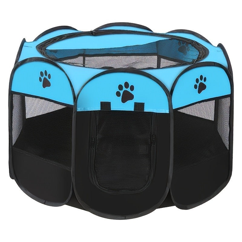 Foldable Octagonal Pet Tent & Playpen – Oxford Cloth Scratch-Resistant Dog Cage & Cat Kennel for Indoor & Outdoor Use, Portable Pet Fence for Puppies & Cats, Travel & Camping, M/L/XL