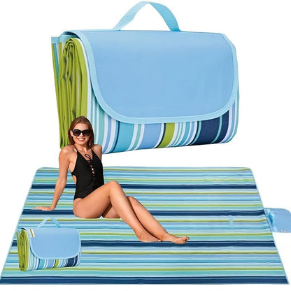 Sand-Proof Outdoor Picnic Blanket – Oversized Portable Beach Mat for Camping, Hiking & Picnic, Lightweight Foldable All-Season Ground Cover, Available in 2 Sizes, Waterproof Base, Family & Couple Use