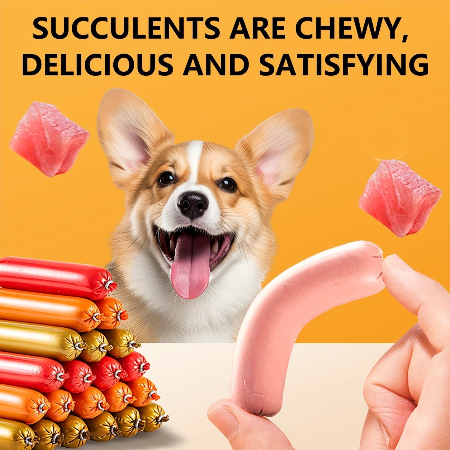 Grain-Free Dog Sausage Treats – Chicken Flavor Ham Sticks, Soft & Easy-Digest Dental Chew Snacks for Puppies & Adult Dogs, No Additives, All Breeds (16-Pack or 32-Pack)