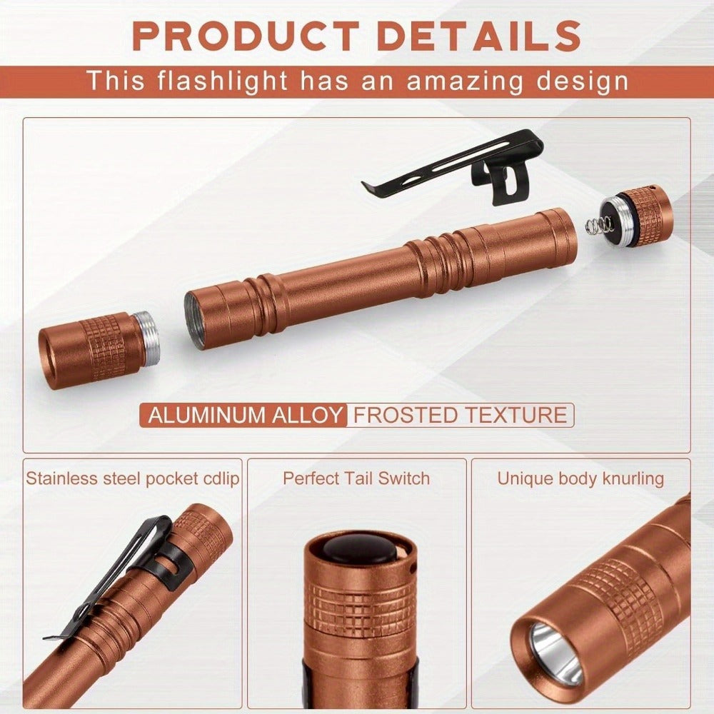 Pen Light Flashlights Bulk Pack with Clip - Mini Slim LED Pocket Torch for Camping, Outdoor, Home & Emergency Use, 5/10/20pcs (Batteries Not Included)
