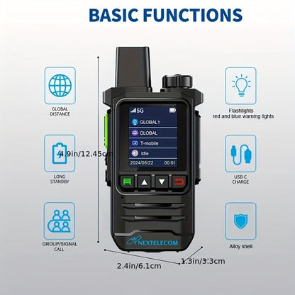 K6 Long Range Walkie Talkies 2 Pack with SIM Cards – 5G Two-Way Radio Set, Ultra-Long Battery Life, Extended Range Two-Way Communication for Field Work, Outdoor Adventures & Long-Distance Use