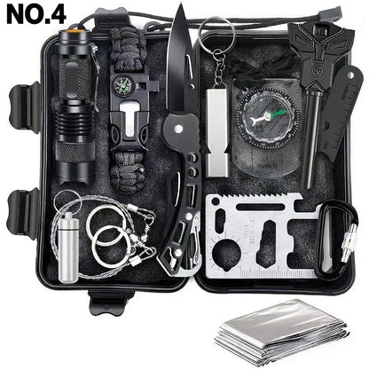 Tactical Survival Kit Multi-Tool Box – Emergency Outdoor Gear with Magnesium Fire Starter, Flint & First Aid Supplies for Camping, Hiking, Hunting & SOS Situations – Best Gift for Men
