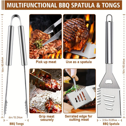 BBQ Grill Tools Set 36 Piece Stainless Steel Grilling Kit with Aluminum Case Heavy Duty Grill Accessories for Backyard BBQ Outdoor Camping Grilling Gifts for Men Dad Birthday Gift