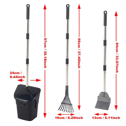 Dog Pooper Scooper with Long Handle & Swivel Bin - Heavy Duty Rake Spade Set, 40 Waste Bags Included, Pet Waste Removal for Yard Grass Gravel