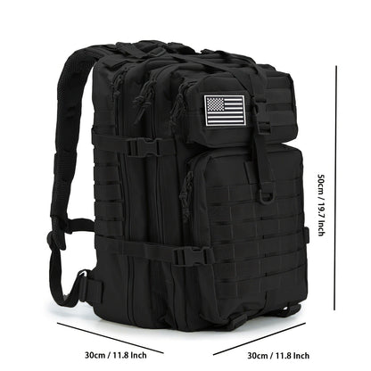 Hunting Rucksack Tactical Hiking Backpack Durable Polyester Multifunctional Camping Backpack with Utility Pocket Zipper Chest Adjustment Straps for 3 Day Trekking Outdoor Sports Hunting Black Green Khaki