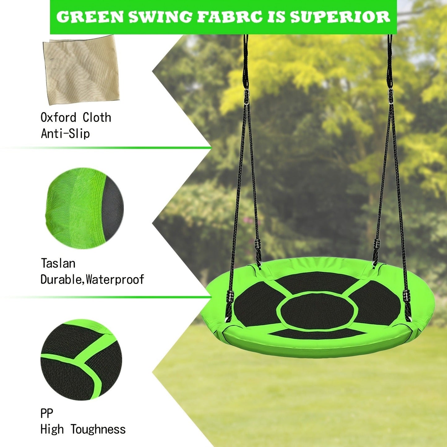 Kids Disc Swing 40 Inch – Anti-Slip Tree Swing with Adjustable Straps Powder Coated Frame Indoor Outdoor Play
