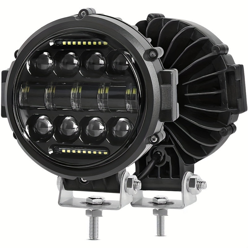 1pc Car LED 7-inch Round Dragon Version Shooting Light Off-road Vehicle Modified Front Bumper Roof Work Light, Without Battery