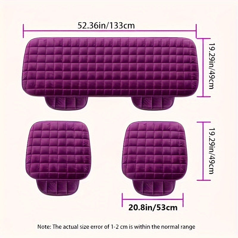 3pcs/Set Luxurious Plush Plaid Car Seat Cushions - Insulated, Thickened for Cold-Resistant Comfort - Universal Fit for Cars, Suvs, Trucks - Premium Car Additions Bundle