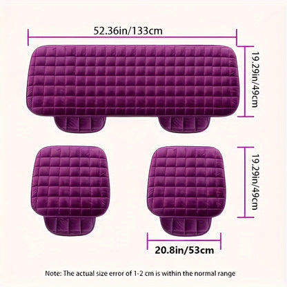 3pcs/Set Luxurious Plush Plaid Car Seat Cushions - Insulated, Thickened for Cold-Resistant Comfort - Universal Fit for Cars, Suvs, Trucks - Premium Car Additions Bundle