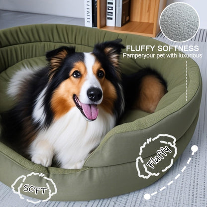 Orthopedic Dog Bed for Large Dogs - Plush Sherpa Removable Washable Cover, Memory Foam Support Pet Sofa Mat for All Seasons, Anti-Slip Bottom Kennel Crate Pad for Medium and Large Breed Dogs, 3 Sizes
