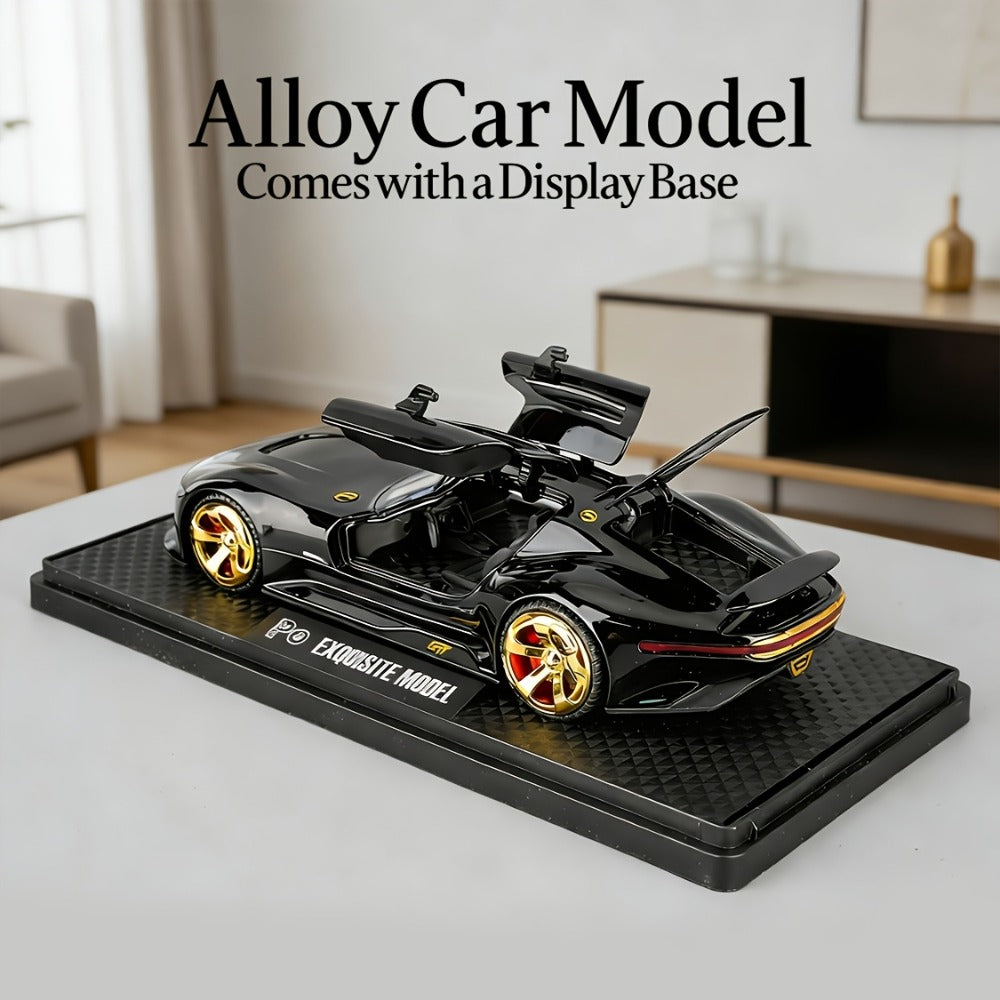 Mercedes-Benz GT Supercar Diecast Model with Gull-Wing Doors | Zinc Alloy High-Detail Static Collectible | Desktop Display Gift for Car Lovers Men Adults