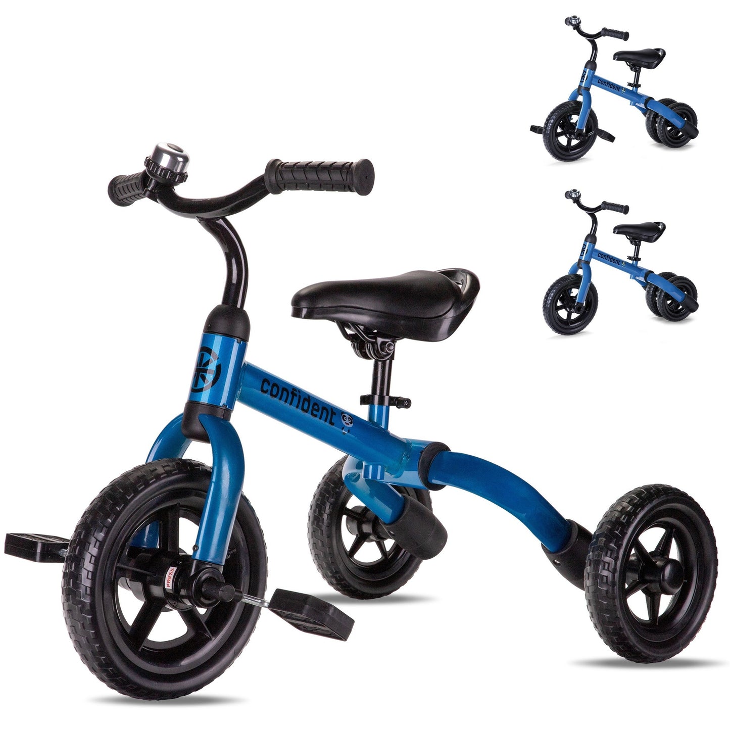 3-in-1 Foldable Toddler Tricycle Balance Bike with Detachable Pedals Training Wheels for Boys Girls Ages 2-5 Indoor Outdoor Ride On Toy Birthday Christmas Gift Blue Pink