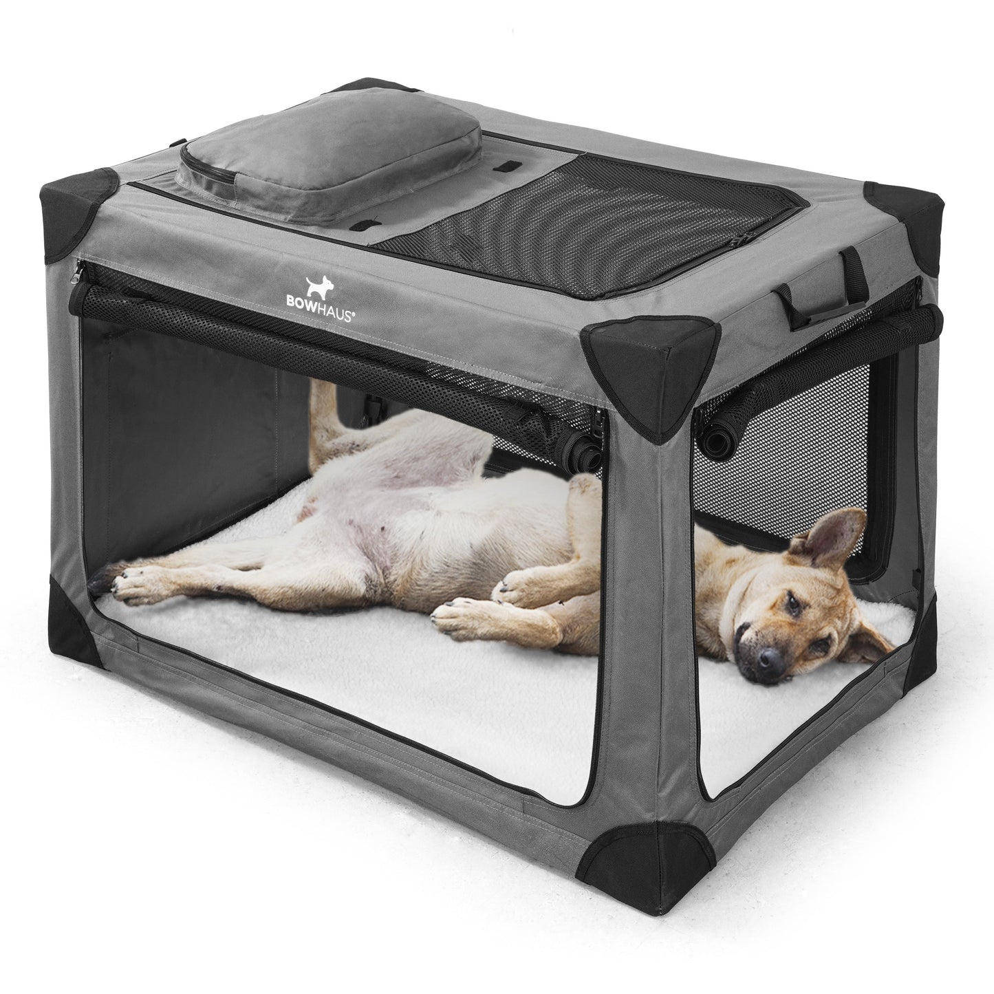 Soft Dog Crate Collapsible 4 Mesh Door – Portable Travel Dog Kennel, 360° Ventilation, 2 Ways to Fold, Indoor Outdoor Car Use, Waterproof Soft-Sided Dog Crate 36 & 42 Inch